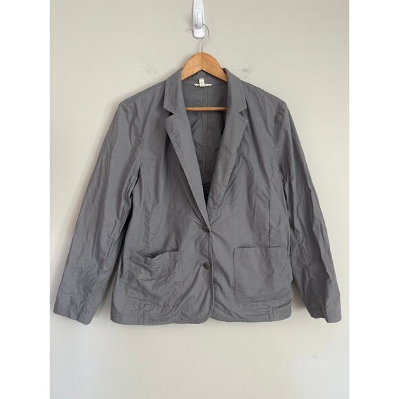 Eileen Fisher Jackets & Blazers - Eileen Fisher Womens M Cotton Poplin Notch Collar Blazer Jacket Gray Career